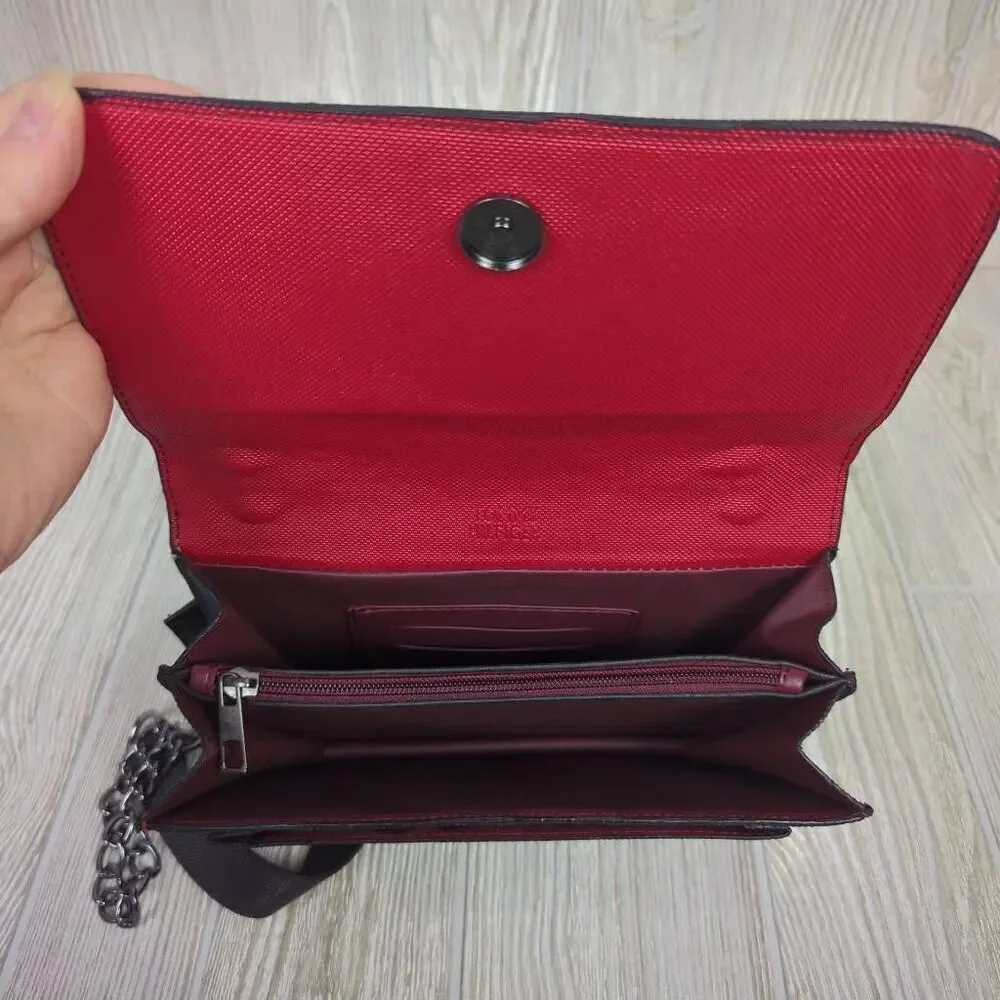 Tommy Hilfiger Classic Colorblock Blue White Red Chain Crossbody Bag Faux Leathe